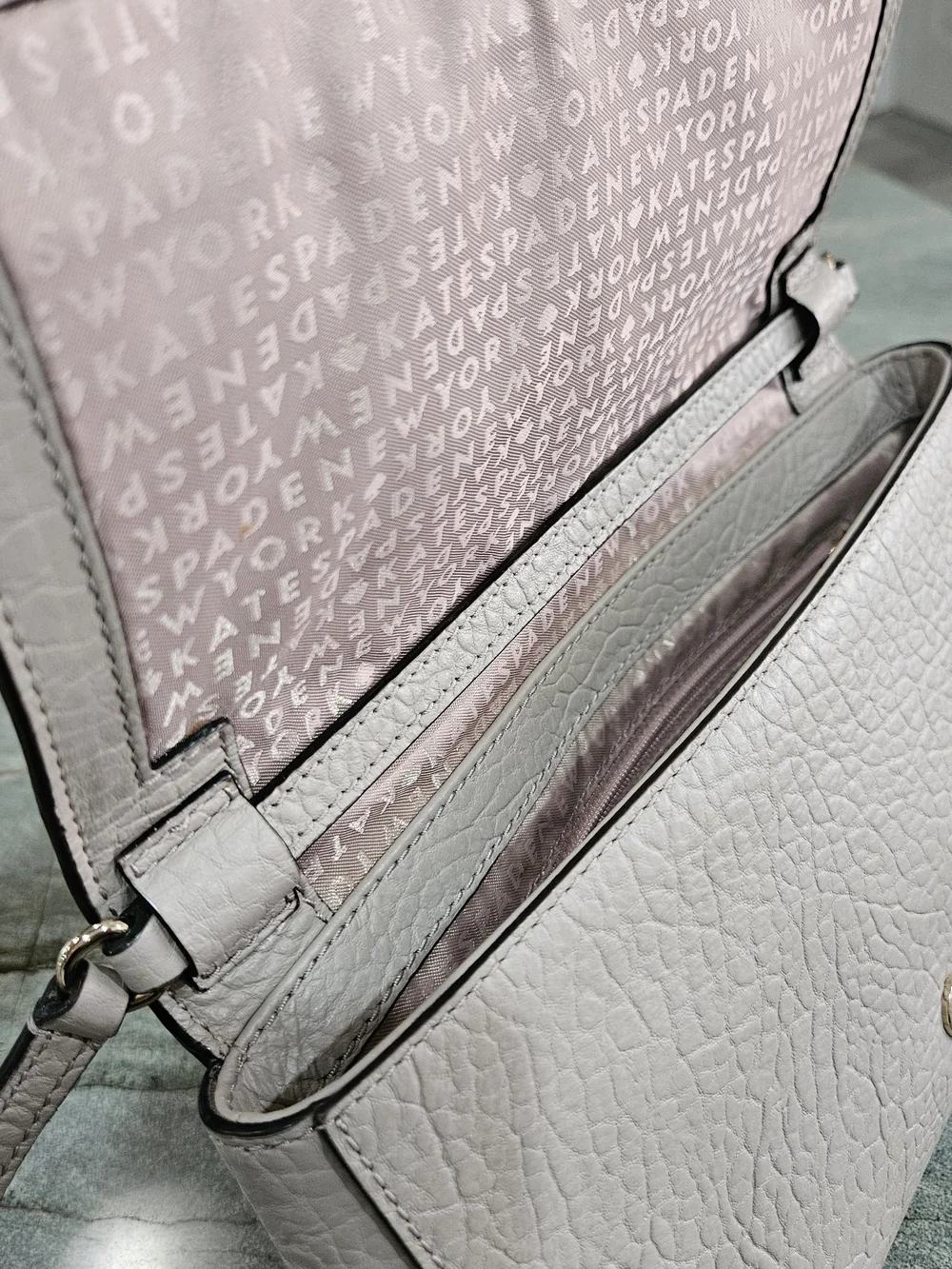 NWOT Kate Spade Gray Laser Cut Leather Crossbody Shoulder Bag